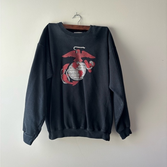 Vintage Hans Marines USMC black pull over sweater size M - Picture 1 of 5